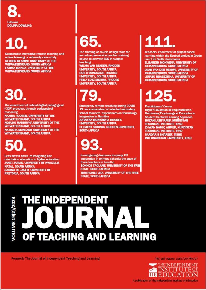 					View Vol. 19 No. 2 (2024): The Independent Journal of Teaching and Learning (IJTL)
				